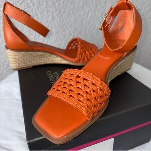Vince Camuto Adjustable Orange Espadrille Wedge Sandals Size 8.5 NWT